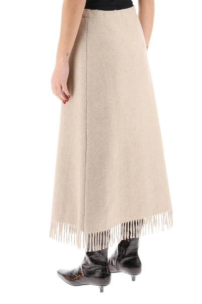By Malene Birger Ciarra Fringed Wool-blend Skirt In Neutral