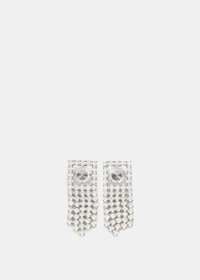 Alessandra Rich Babies'  Crystal Square Fringes Earrings In Silver