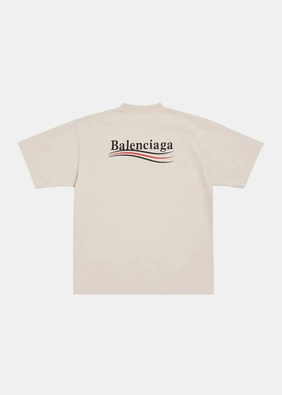 Balenciaga Political Campaign Oversized T-shirt In Light Beige