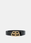 BALENCIAGA BALENCIAGA BLACK CROCODILE EMBOSSED BB BELT