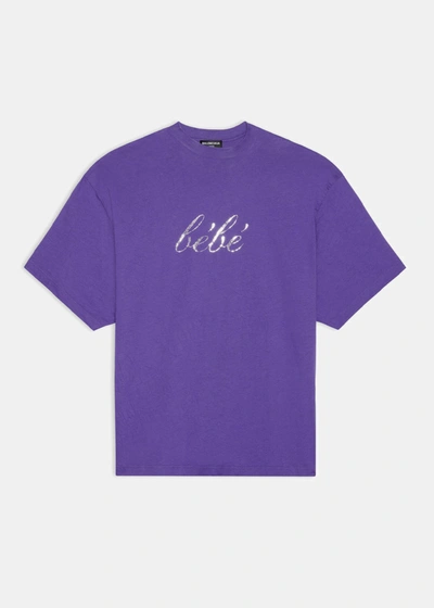 Balenciaga Purple Bébé Worn-out Oversized T-shirt In Ultraviolet
