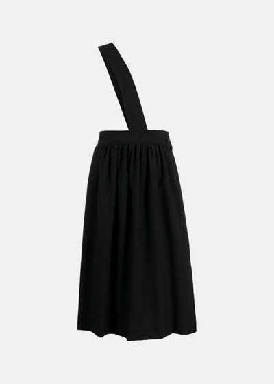 Black Comme Des Garçons Crossover-strap Wool Midi Skirt In Black