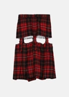 BLACK COMME DES GARÇONS COMME DES GARCONS BLACK RED/BLACK TARTAN PLEATED MIDI SKIRT