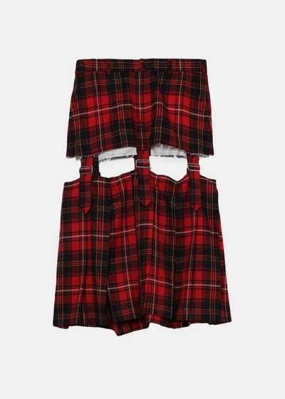 Black Comme Des Garçons Comme Des Garcons Black Red/black Tartan Pleated Midi Skirt