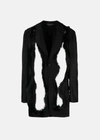 COMME DES GARÇONS HOMME DEUX COMME DES GARCONS HOMME PLUS BLACK FAUX FUR-EMBELLISHED SINGLE-BREASTED BLAZER