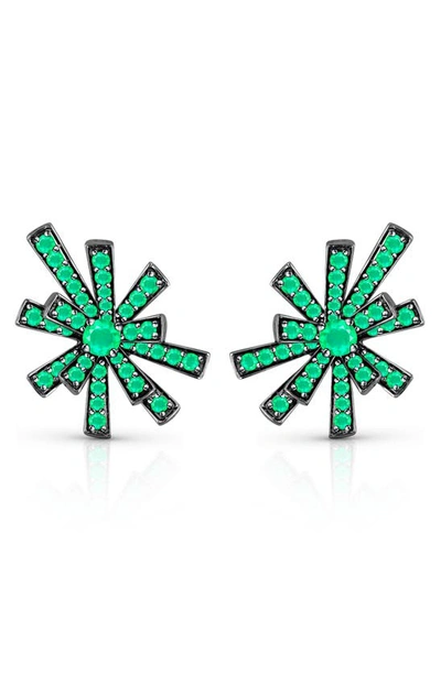 Hueb Women's 18k White Gold & Emerald Starburst Stud Earrings