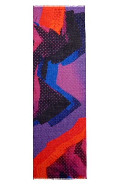 Akris Cashmere Silk Superimposition Print Scarf In Purple