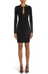 TOM FORD LONG SLEEVE WOOL & SILK BLEND FULL NEEDLE RIB POLO SWEATER DRESS