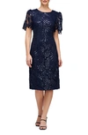 JS COLLECTIONS ROMY SEQUIN LACE COCKTAIL DRESS