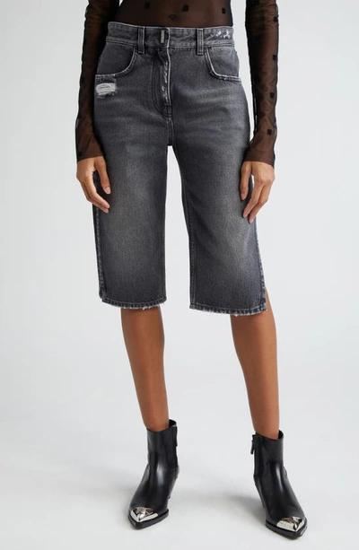 GIVENCHY DISTRESSED DENIM BERMUDA SHORTS