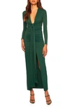 Susana Monaco Ruched Draped Long Sleeve Maxi Dress In Tuileries