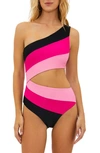 BEACH RIOT JOYCE STRIPE CUTOUT ONE-PIECE SWIMSUIT