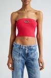 Diesel Top A Fascia Con Logo In Metallo In Fuchsia