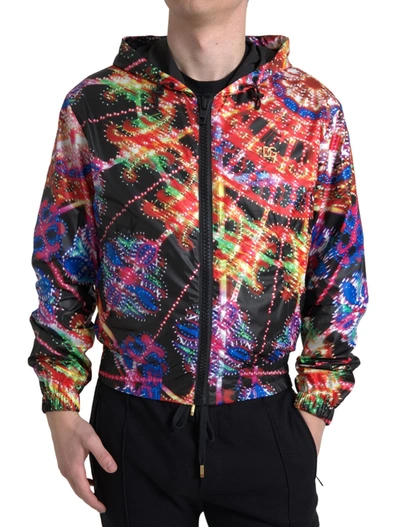 DOLCE & GABBANA DOLCE & GABBANA MULTICOLOR FULL ZIP HOODED MEN'S SWEATER