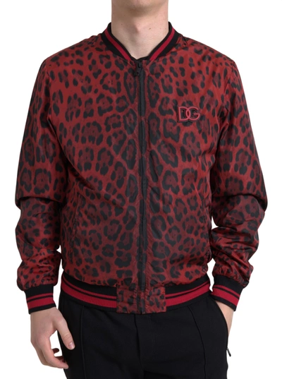 DOLCE & GABBANA DOLCE & GABBANA RED LEOPARD PRINT BOMBER MEN'S JACKET