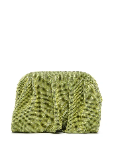 Benedetta Bruzziches Rhinestone-embellished Draped Clutch Bag In Green