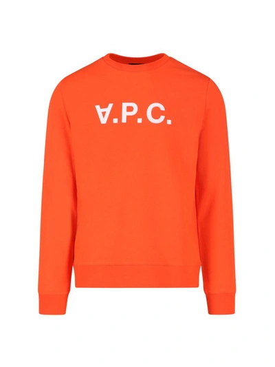 Apc A.p.c. V.p.c. Flock Logo Sweatshirt In Orange