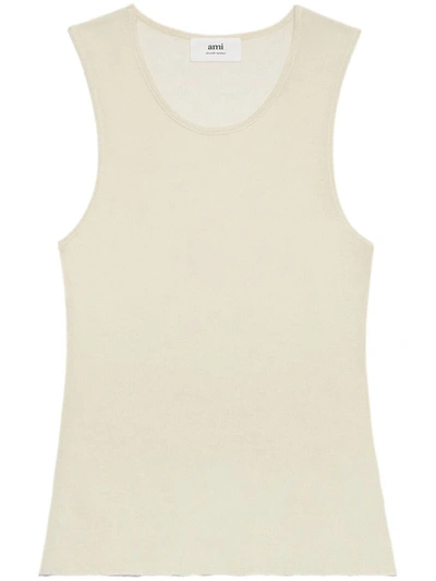 Ami Alexandre Mattiussi Round-neck Ribbed-trim Tank Top In Neutrals