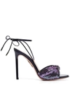 Aquazzura Lace-up 110 Mesh Sandals In Petroleum