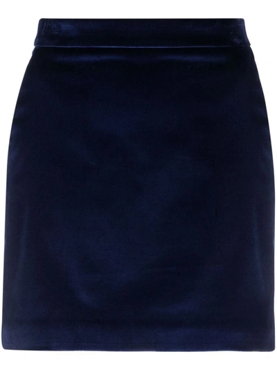 Bally Velvet Stretch Cotton Mini Skirt In Blue