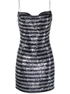 Balmain Babydoll Cowl Neck Glitter Short Dress Clothing In Blue