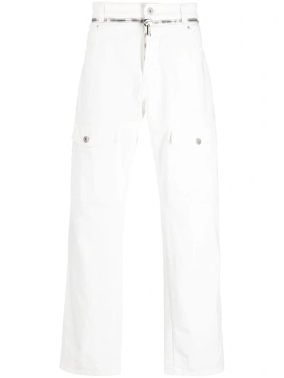 Balmain Straight Fit Cargo Jeans With Zip Detail 22cm In White