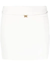 Blumarine Waist Belted Skirt With Lace And Metallic Detailing In White/natural