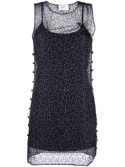 Coperni Brand-plaque Scoop-neck Sequin-embellished Mini Dress In Dark Navy