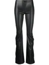 Coperni Flared High-waisted Trousers With Faux Leather Texture In Black