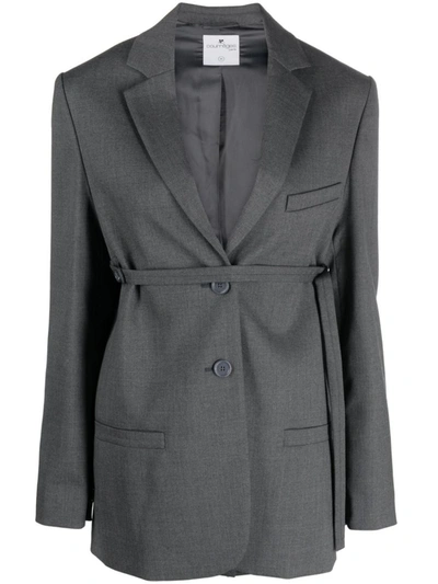 Courrèges Strapped Tailored Jacket In Steel Grey