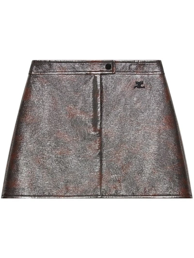 Courrèges High-waisted Miniskirt In Havana/tortoise
