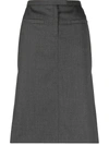 Courrèges Logo-patch Straight Skirt In Steel Grey