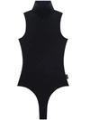 Courrèges Techno Jersey High-neck Bodysuit In Black