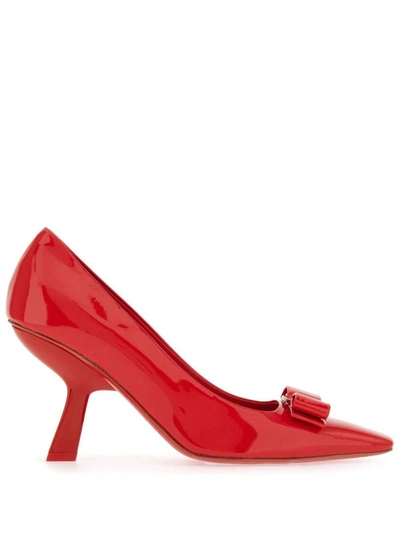 Ferragamo Vara Bow Pump In Flame Red