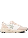 Golden Goose Sneakers Running Sole In White And Nude Leather In White/nude/aquamarine