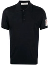 Golden Goose Black Polo With Short Sleeves And Ribbed Hem In Virgin Wool Man In Blue