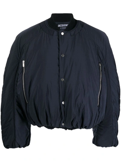 Jacquemus Le Bomber Croissant Down Jacket In Dark Navy