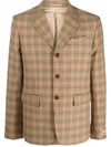 Kenzo Checked Single-breasted Blazer In Brown