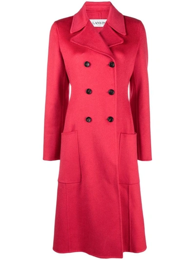 Lanvin Double-breasted Cashmere Coat In Pink