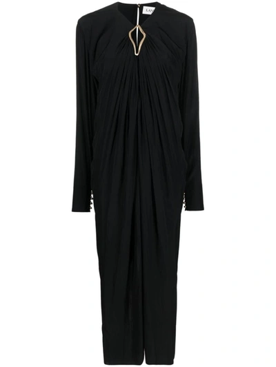 Lanvin Cut-out Midi Dress In Black