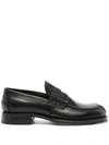 Lanvin Classic Round Toe Leather Loafers With Stacked Heel In Black