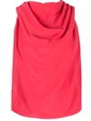 Lanvin Silk Draped Sleeveless Top In Watermelon