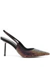 Le Silla Bella 70mm Crystal-embellished Pumps In Black/volcano