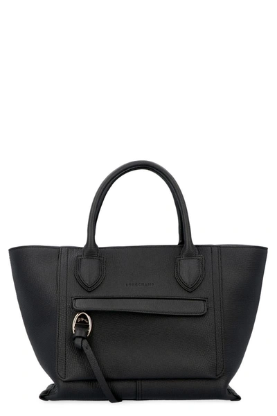 Longchamp Large Mailbox Leather Top Handle Bag In Black