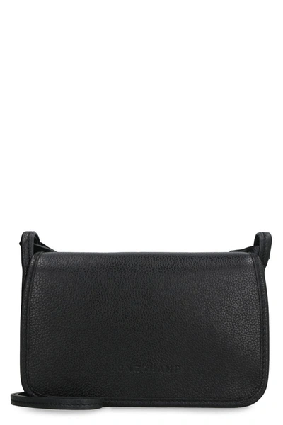 Longchamp The Foulonné Leather Wallet On Chain In Black