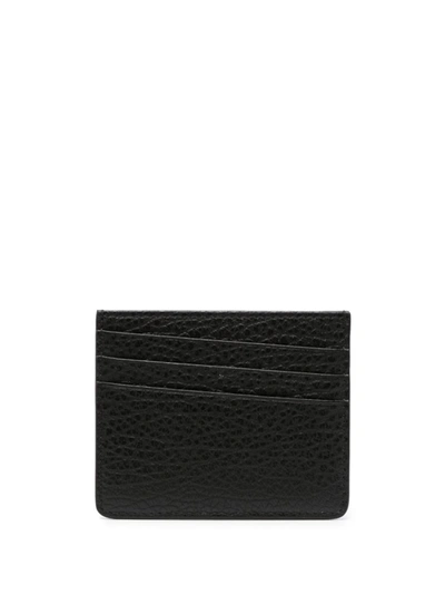 Maison Margiela Four Stitches Leather Credit Card Case In Black