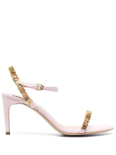 Moschino 80mm Logo-lettering Leather Sandals In Pink