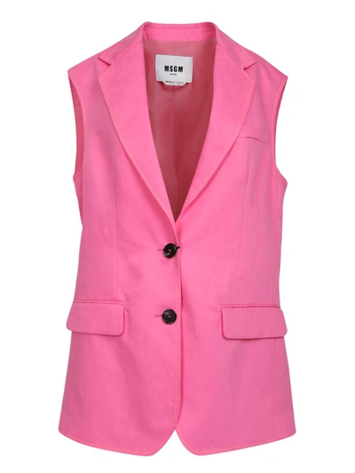 Msgm Single-breasted Waistcoat In Pink