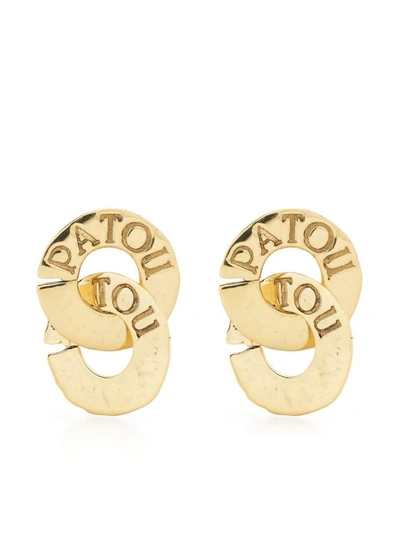 Patou Double Coin Pendant Earrings In Golden