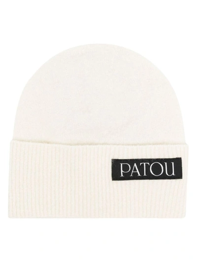 Patou Logo-patch Ribbed Beanie In White